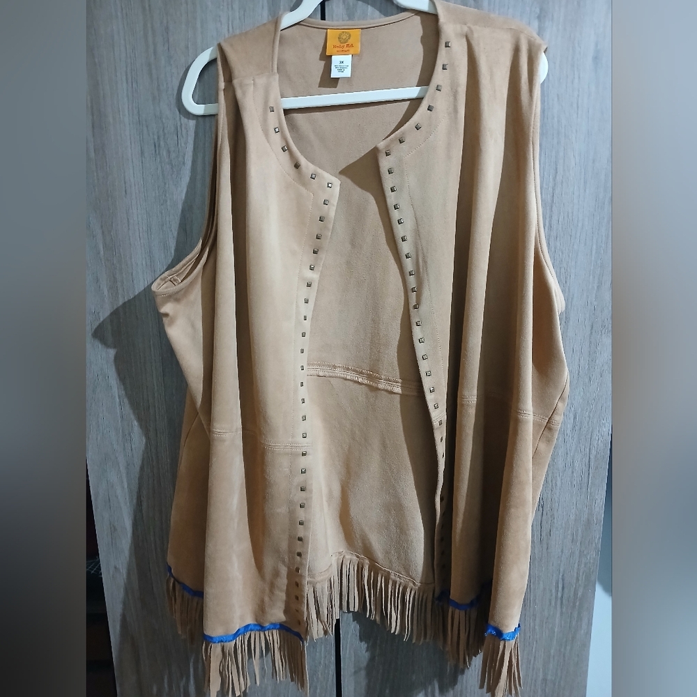Ruby Rd. Woman Suede-Look Vest in Camel
